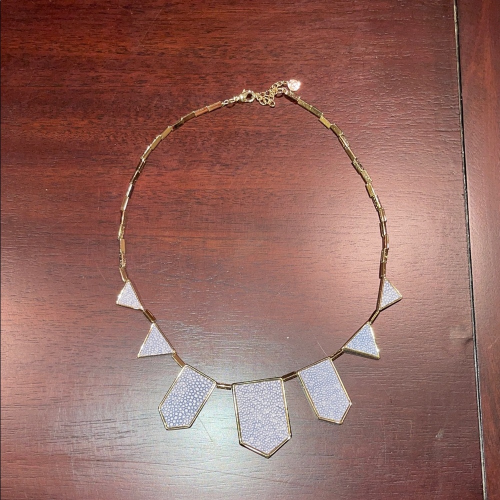 House of Harlow 1960 Gold Blue and Cream Geometric Necklace